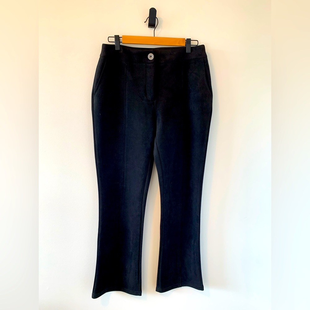 Tribal Women’s Faux Suede Black Bell Zippered Pants Size 6